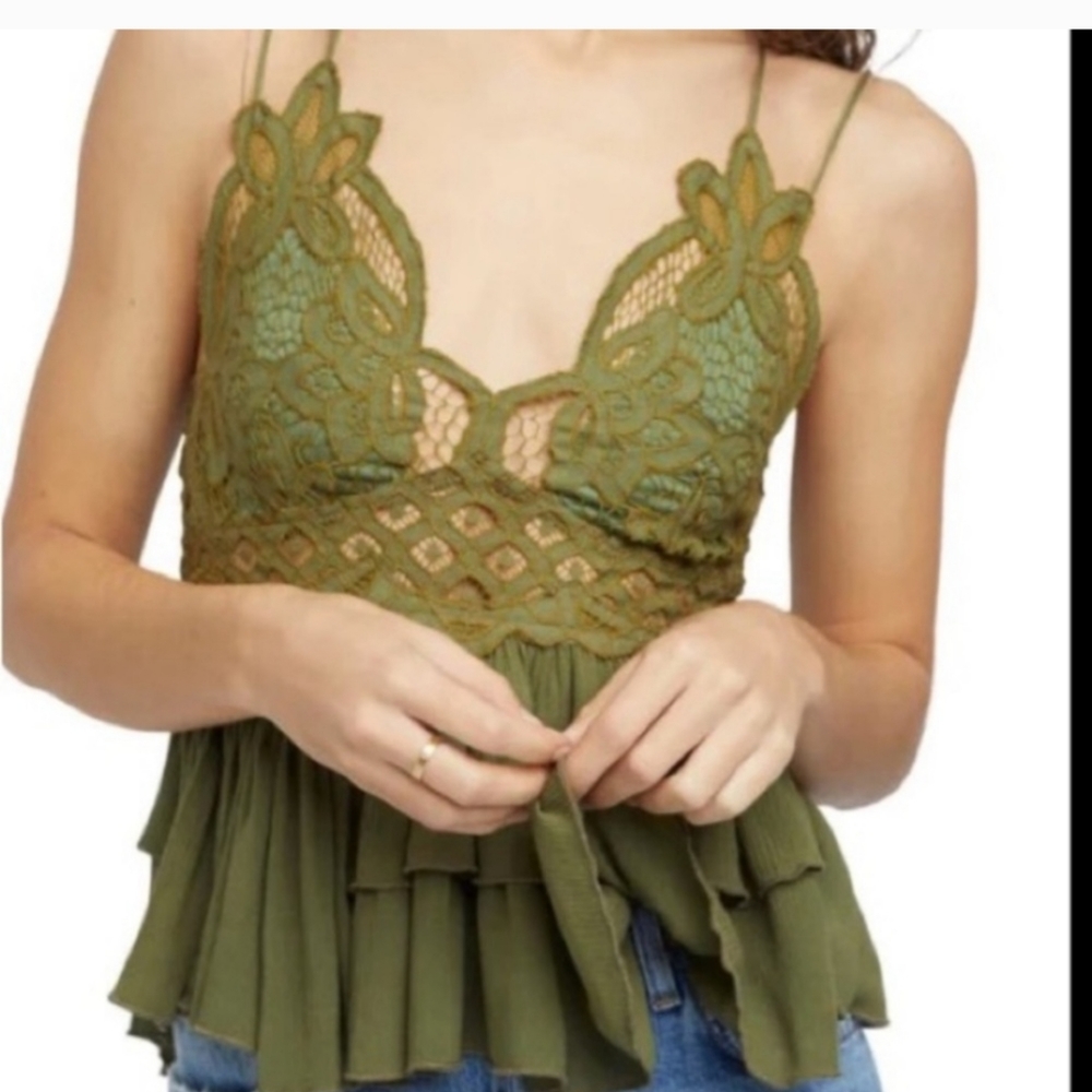 NWT Free People Adella Cami Tank Top green - Picture 2 of 6